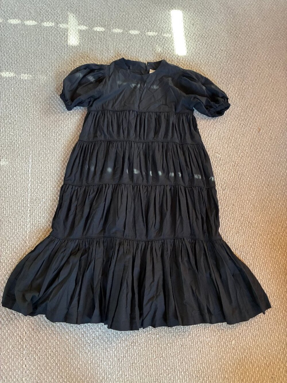 Ekadesma Black Cascade Breezy Tiered Dress S Dark Feminine Witchy 100% Cotton